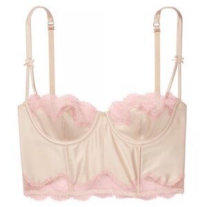 Victorias Secret Dream Angels Cream and Pink Lace Corset